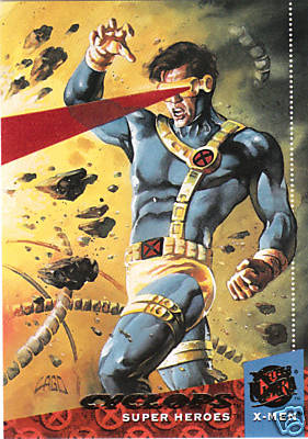 Fleer X-Men Cyclops What is he trying to grab with his right hand?